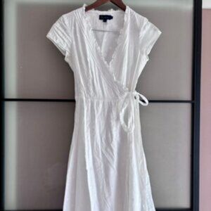 White textured BODEN Wrap Midi Dress US sz 4 (*Euro 8R)